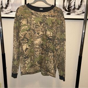 Vintage 80s 90s Camouflage Hunting Long Sleeve T shirt Large